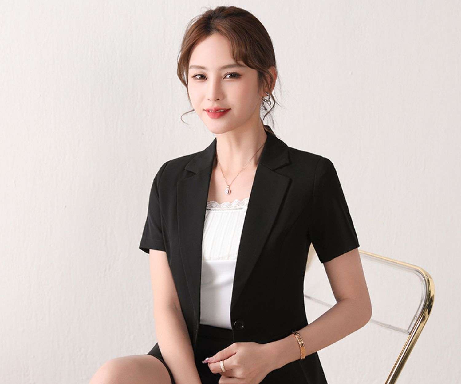 フォーマルスーツ エレガントビジネス半袖スーツセット