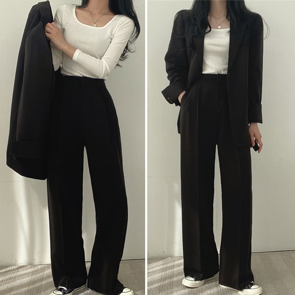 フォーマルスーツ 上品テーラードジャケット ワイドパンツスーツ上下セット