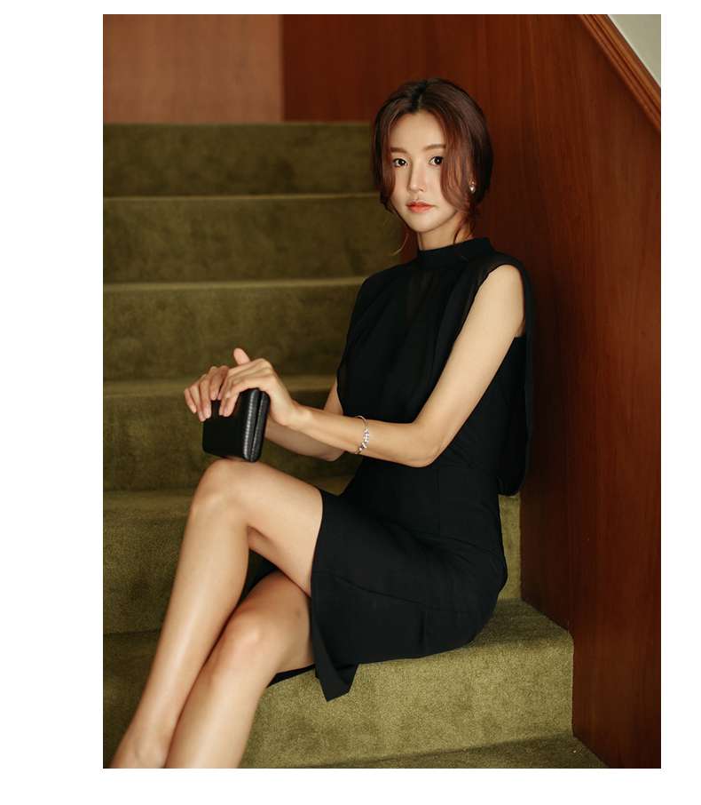 フォーマルスーツ  エレガントシアーブラックカクテルドレス