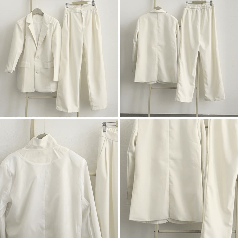 フォーマルスーツ 上品テーラードジャケット ワイドパンツスーツ上下セット