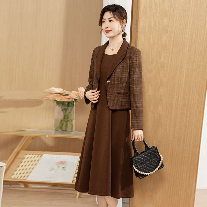 フォーマルスーツ チェック柄ジャケット ドレス セットアップ