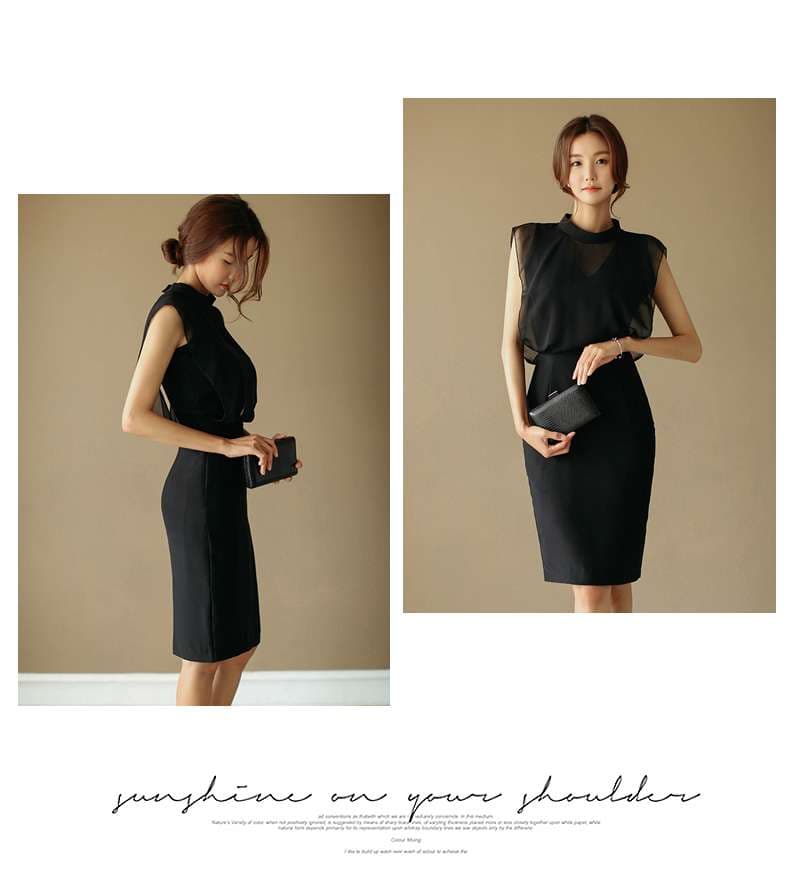 フォーマルスーツ  エレガントシアーブラックカクテルドレス