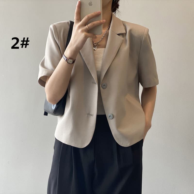 レディース半袖テーラードジャケット通勤用フォーマルスーツ