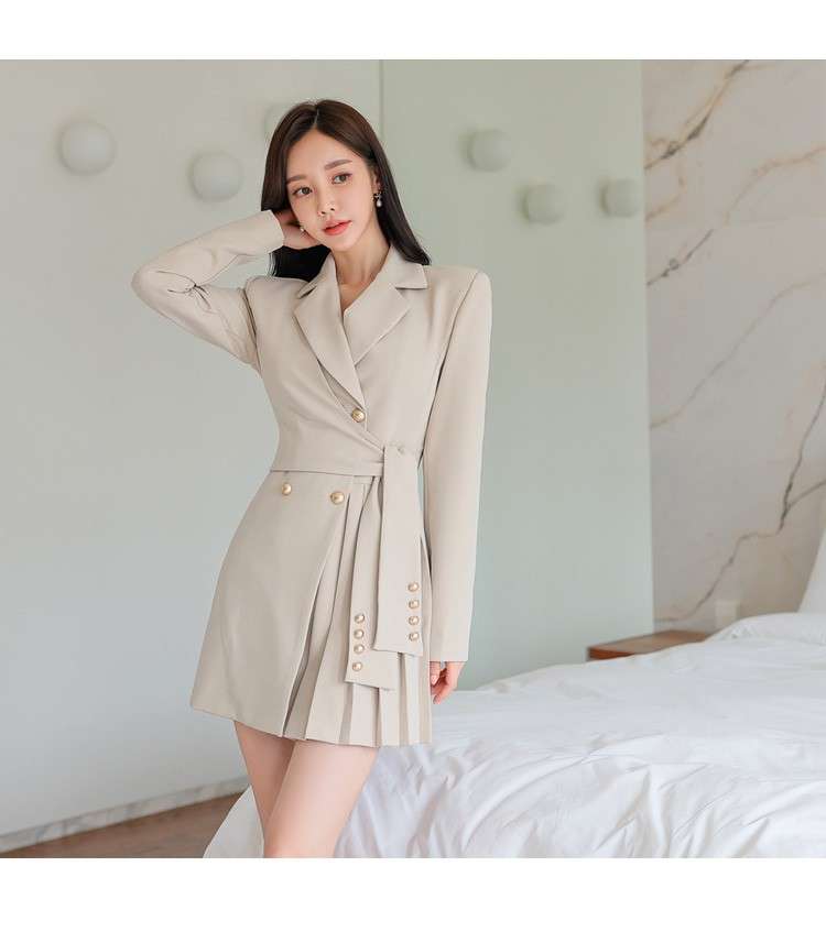 フォーマルスーツ プリーツデザインスーツワンピース