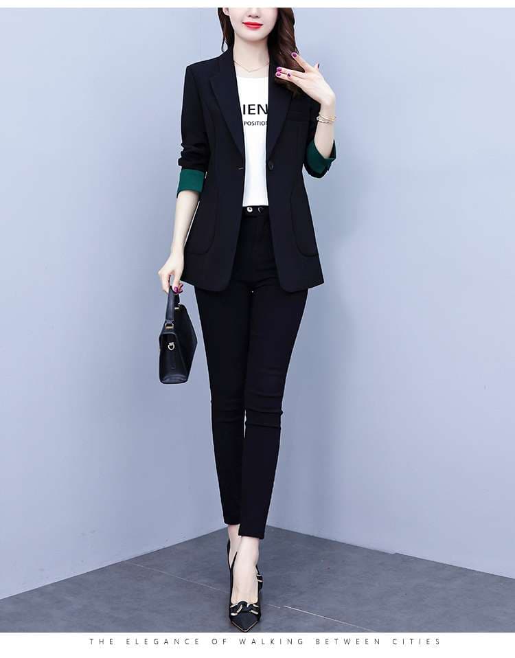 フォーマルスーツ エレガントカラーブロックビジネススーツ