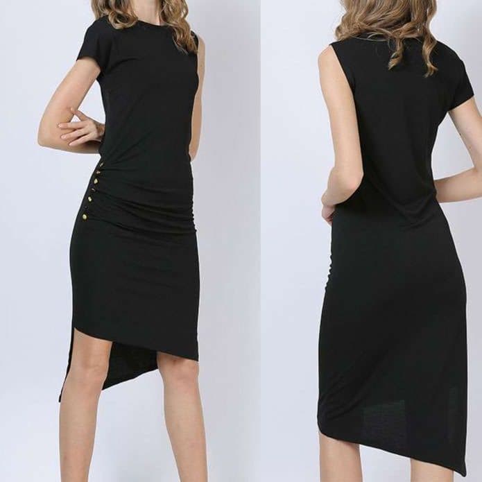 フォーマルスーツ エレガントな非対称裾ドレープワンピース