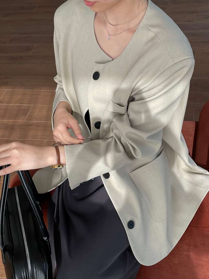 フォーマルスーツ ナチュラルスタイル ノーカラージャケット