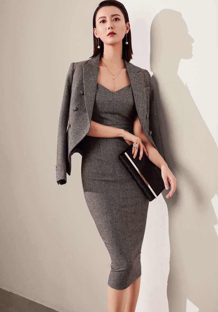 フォーマルスーツ エレガントグレーツイードスーツセット