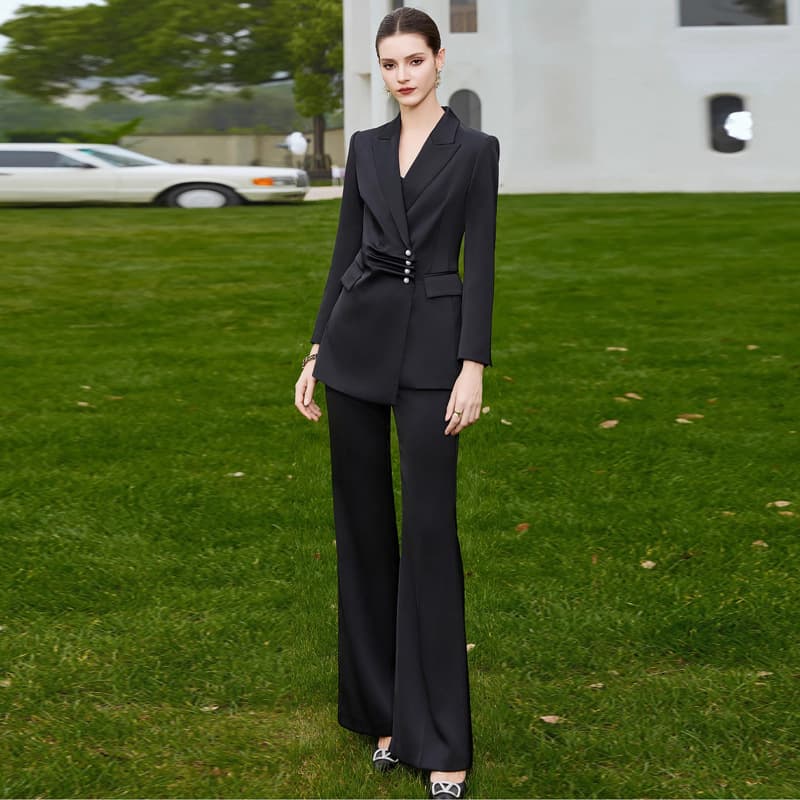 フォーマルスーツ アシンメトリーデザインスリムパンツスーツ