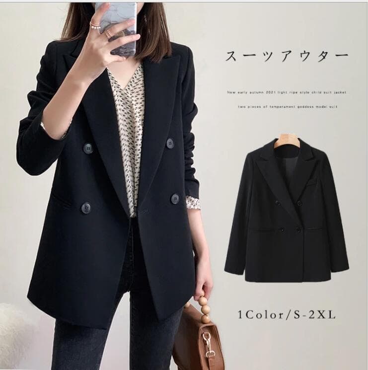 フォーマルスーツ レディース韓国風ダブルボタンスーツジャケット