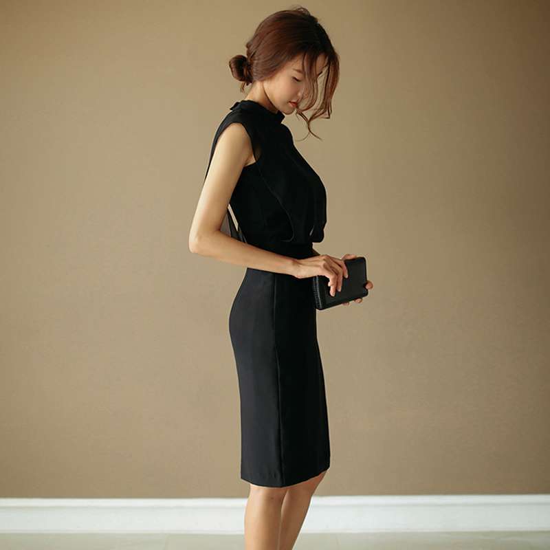 フォーマルスーツ  エレガントシアーブラックカクテルドレス