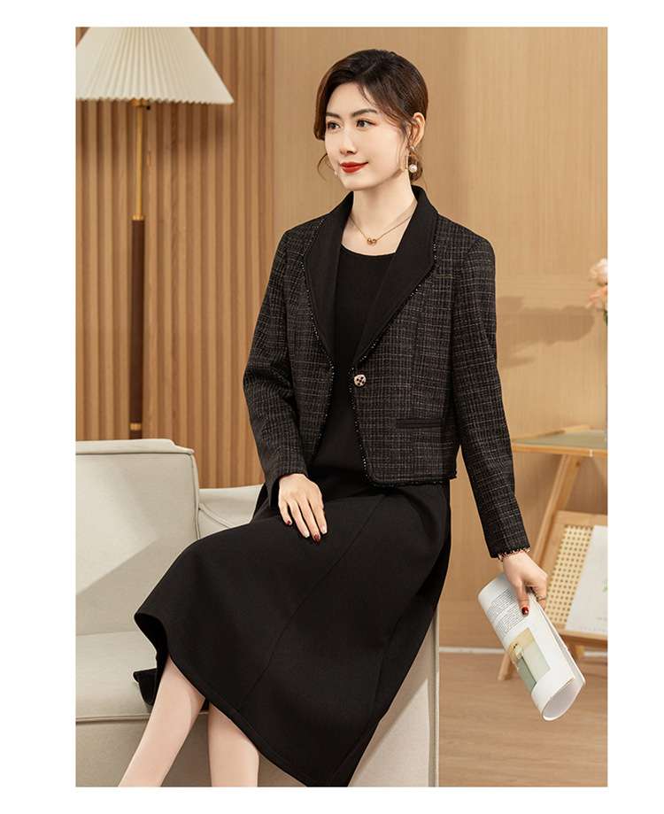 フォーマルスーツ チェック柄ジャケット ドレス セットアップ