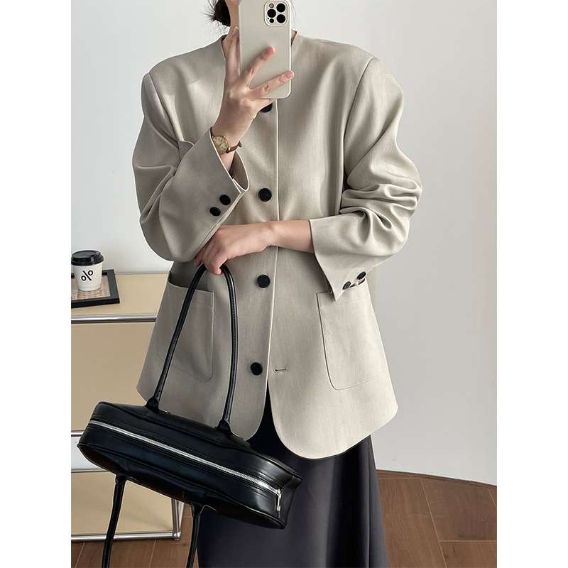 フォーマルスーツ ナチュラルスタイル ノーカラージャケット