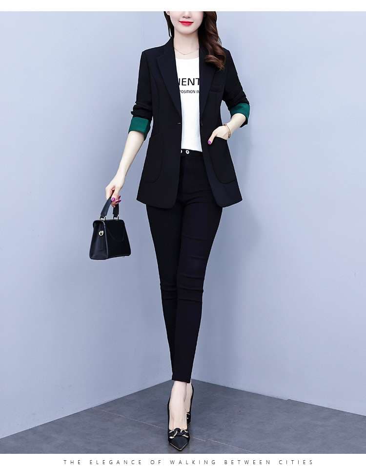 フォーマルスーツ エレガントカラーブロックビジネススーツ