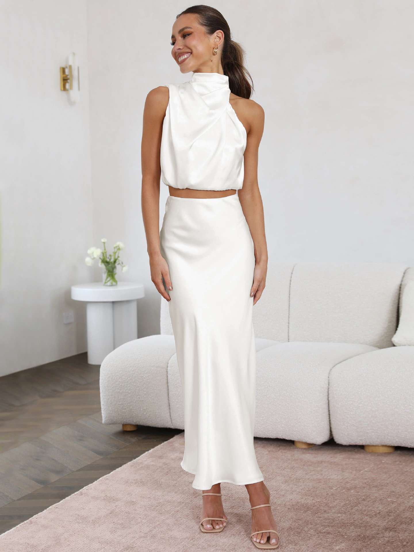 フォーマルスーツ ハイネックツーピースロングドレス