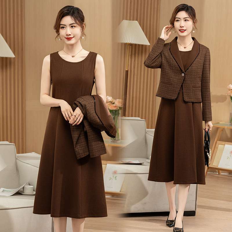 フォーマルスーツ チェック柄ジャケット ドレス セットアップ