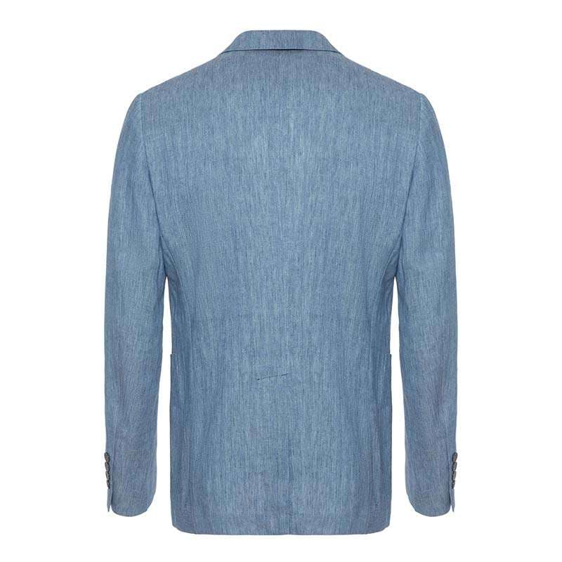 フォーマルスーツ 清涼感のあるブルーリネンスーツ