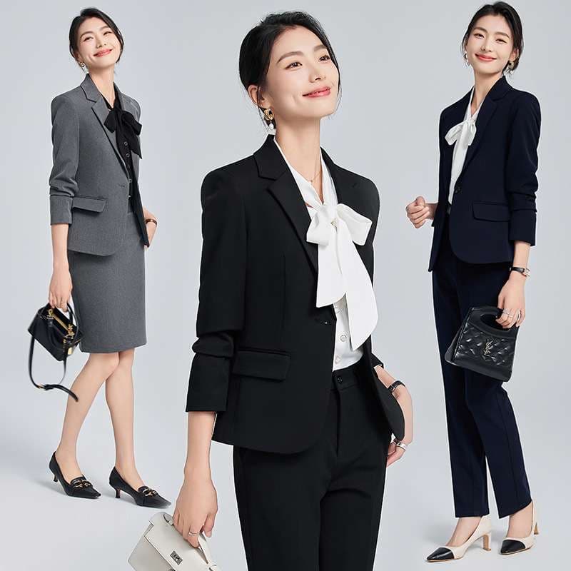 フォーマルスーツ エレガントリボンタイ付きスカートスーツ