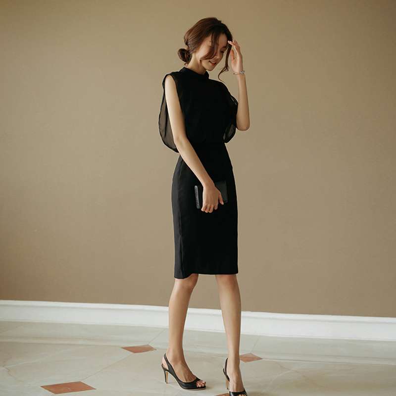 フォーマルスーツ  エレガントシアーブラックカクテルドレス