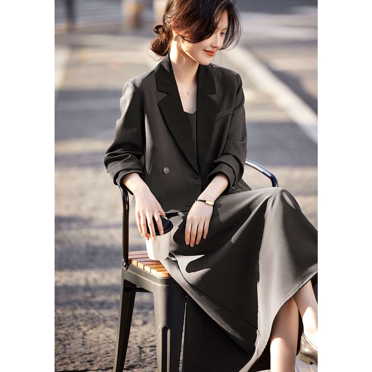 フォーマルスーツ エレガントなロングワンピース＆ジャケットセット