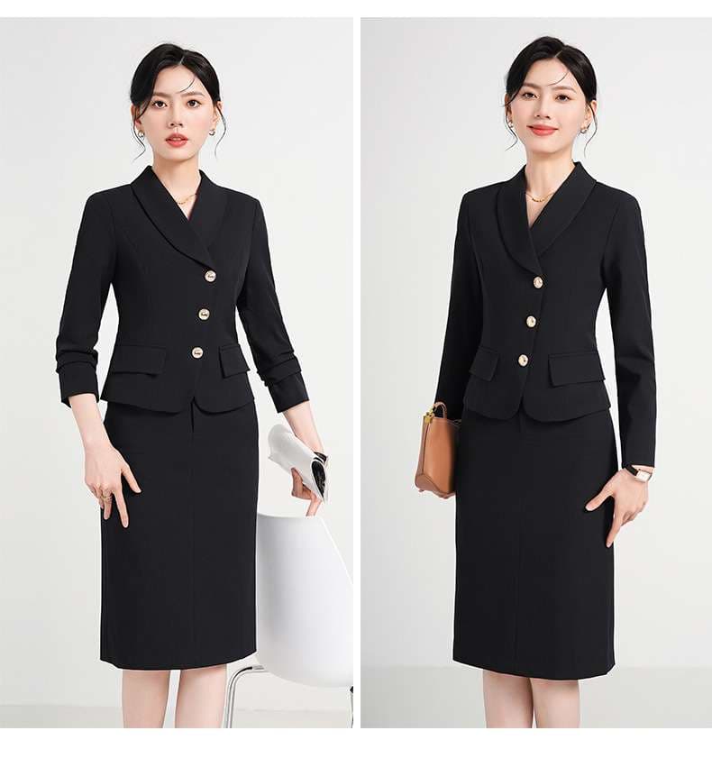 フォーマルスーツ アシンメトリー釦のタイトスーツ