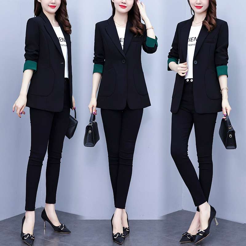 フォーマルスーツ エレガントカラーブロックビジネススーツ