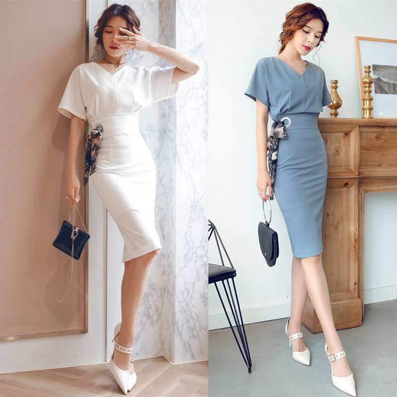 フォーマルスーツ エレガントVネックタイトワンピース