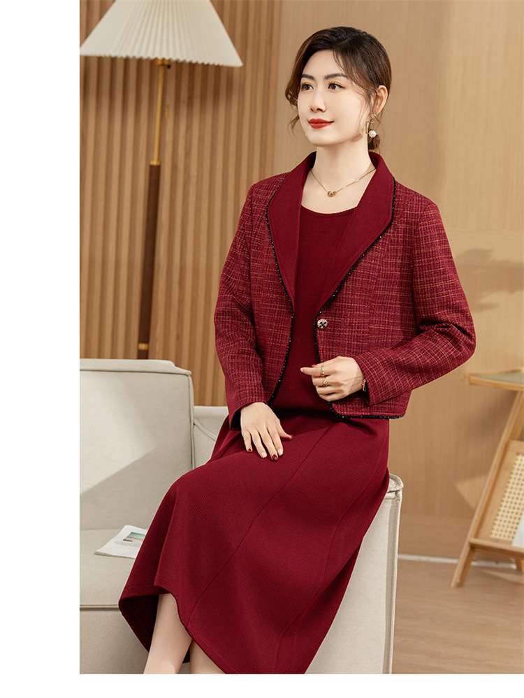 フォーマルスーツ チェック柄ジャケット ドレス セットアップ