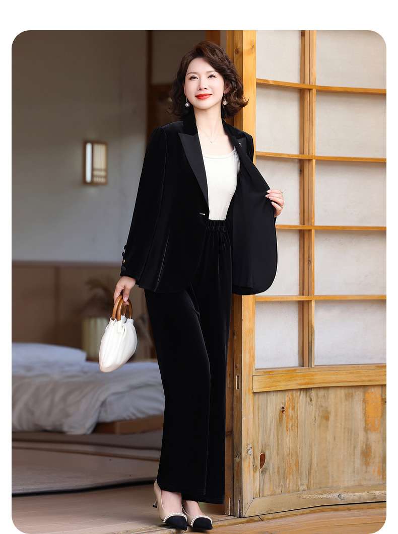 フォーマルスーツ 優美なベルベット パンツスーツ セットアップ