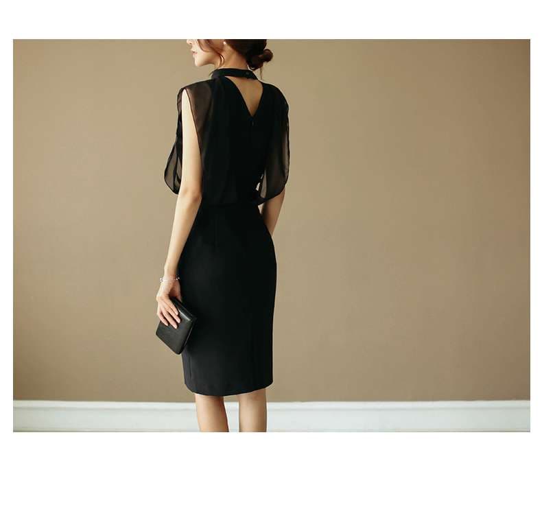 フォーマルスーツ  エレガントシアーブラックカクテルドレス