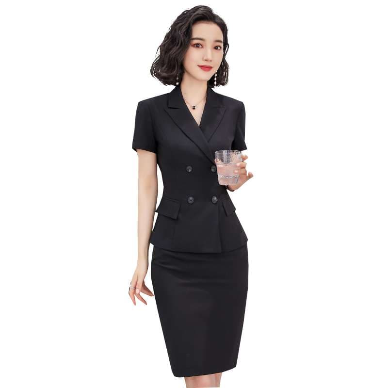フォーマルスーツ エレガントオフィスレディ ブラックスーツセット