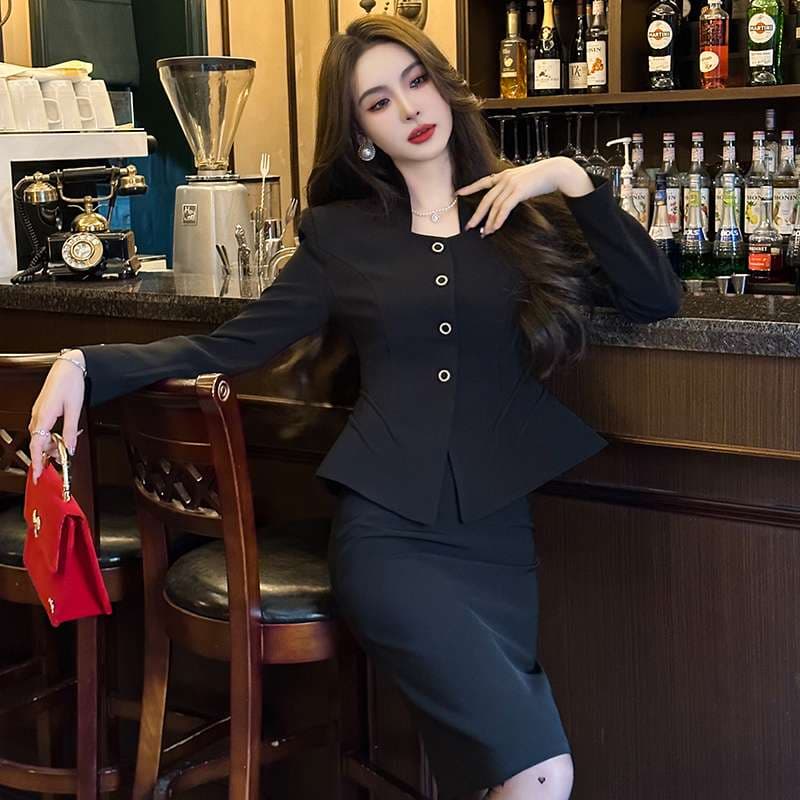 フォーマルスーツ エレガントペプラムジャケット&スカートセット