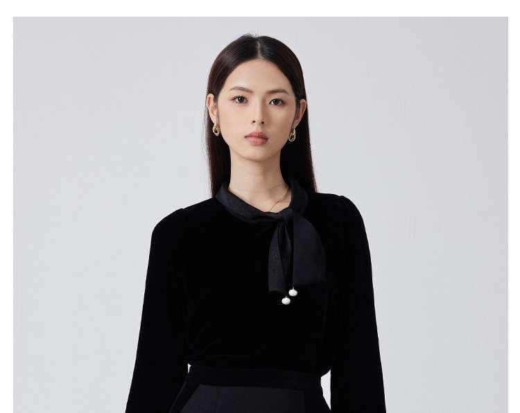 フォーマルスーツ パール付きリボンタイ ベルベットワンピース