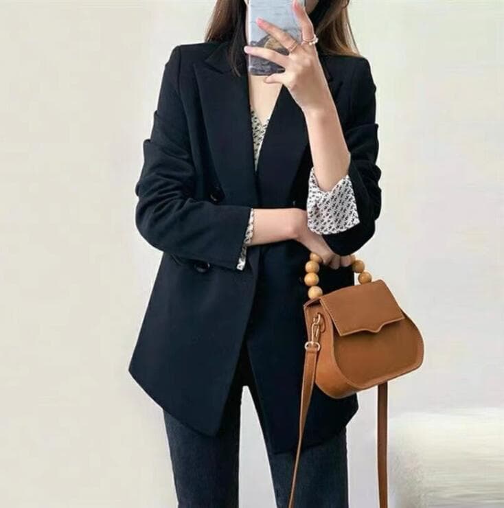 フォーマルスーツ レディース韓国風ダブルボタンスーツジャケット