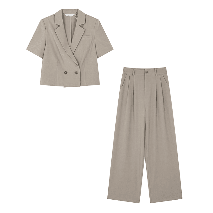 フォーマルスーツ 女性用半袖ワイドパンツスーツセット