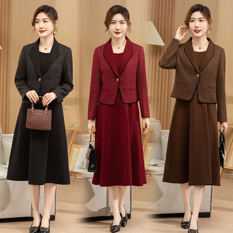 フォーマルスーツ チェック柄ジャケット ドレス セットアップ