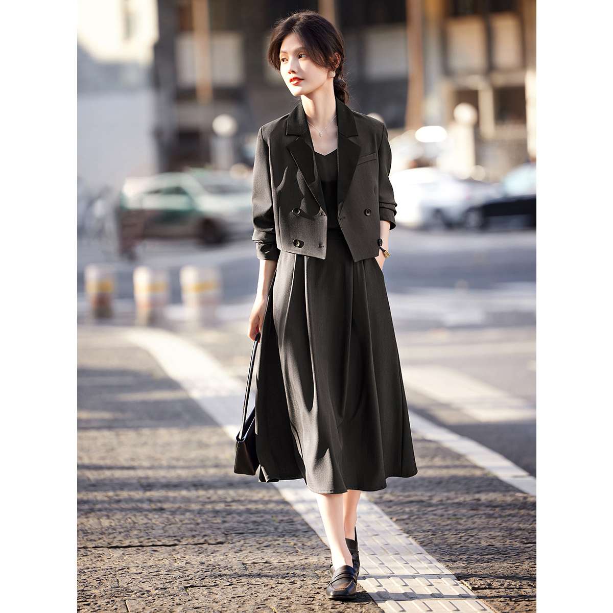 フォーマルスーツ エレガントなロングワンピース＆ジャケットセット