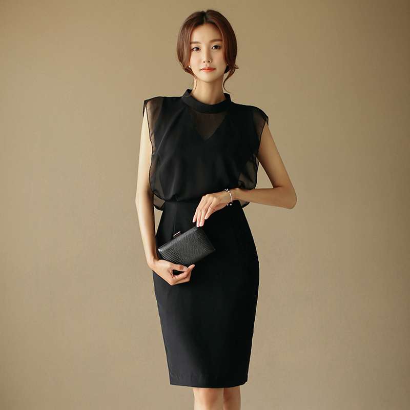 フォーマルスーツ  エレガントシアーブラックカクテルドレス