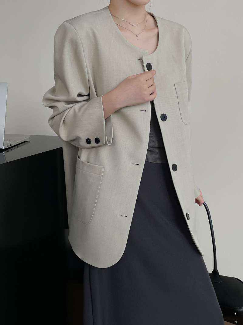 フォーマルスーツ ナチュラルスタイル ノーカラージャケット