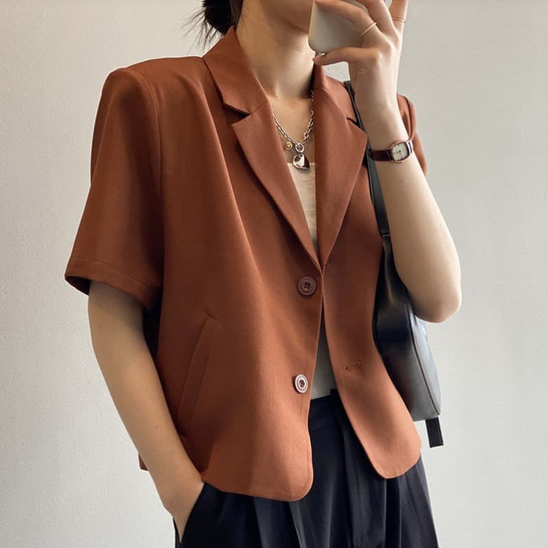 レディース半袖テーラードジャケット通勤用フォーマルスーツ