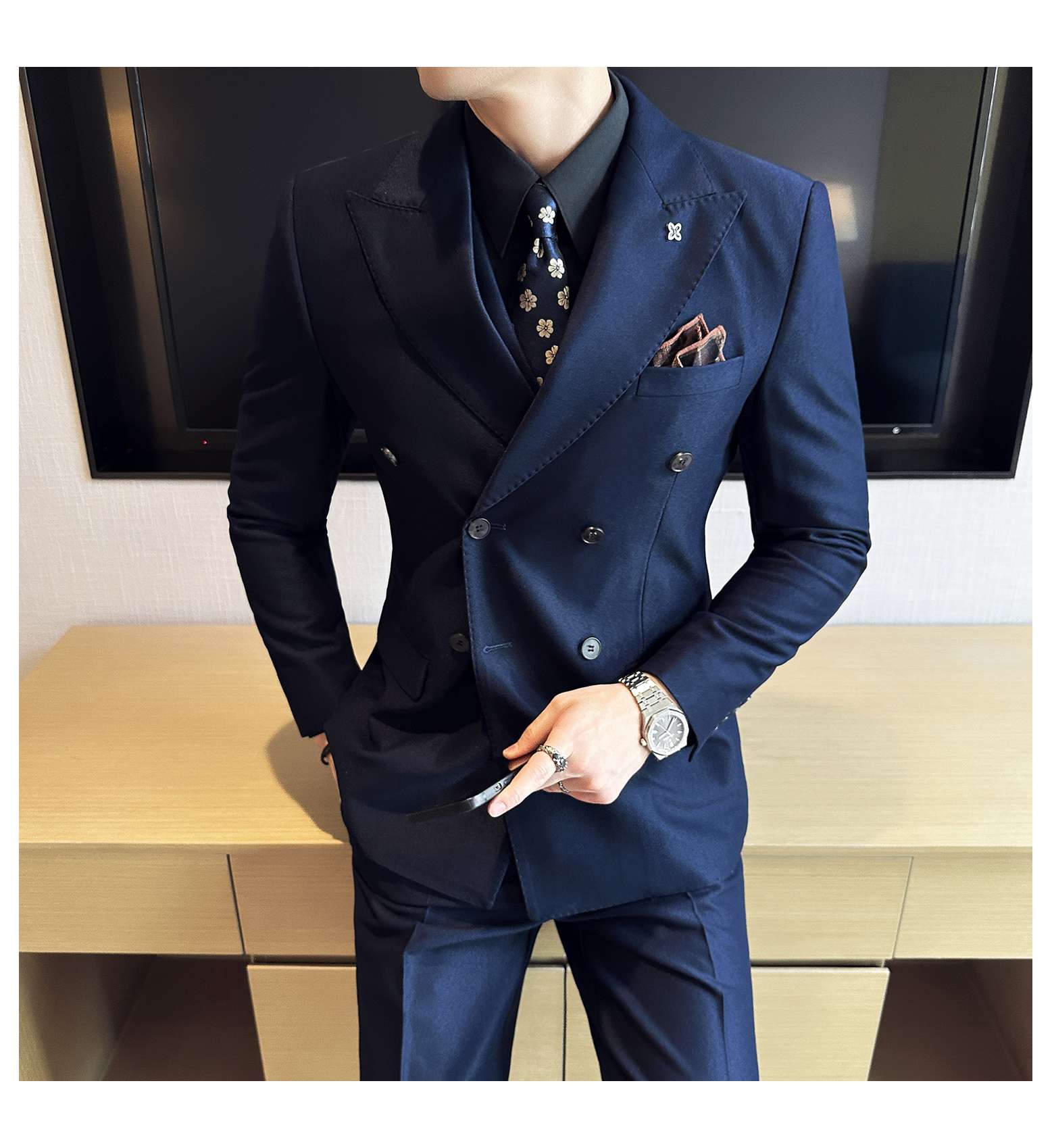フォーマルスーツ ダブルブレストスリムフィットスーツ
