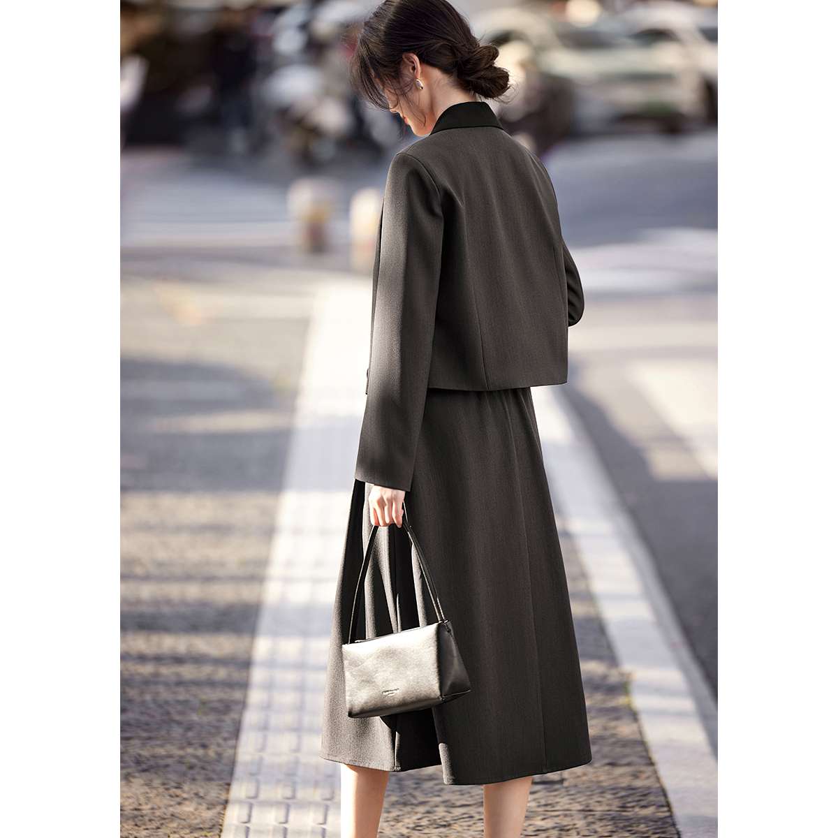 フォーマルスーツ エレガントなロングワンピース＆ジャケットセット