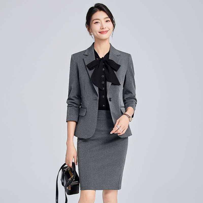 フォーマルスーツ エレガントリボンタイ付きスカートスーツ