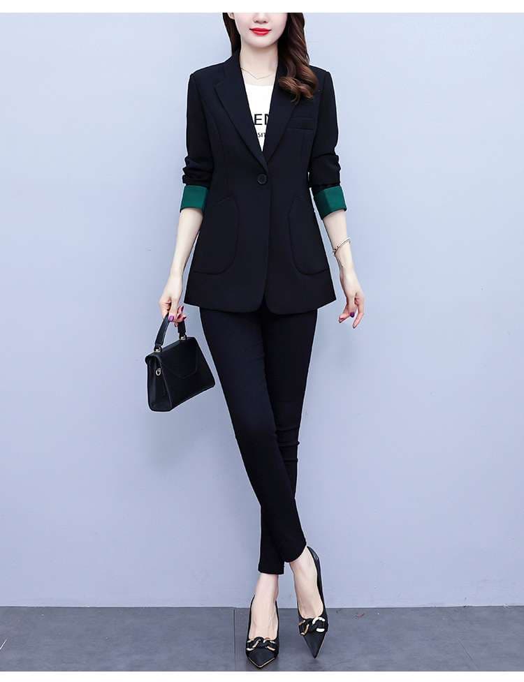 フォーマルスーツ エレガントカラーブロックビジネススーツ