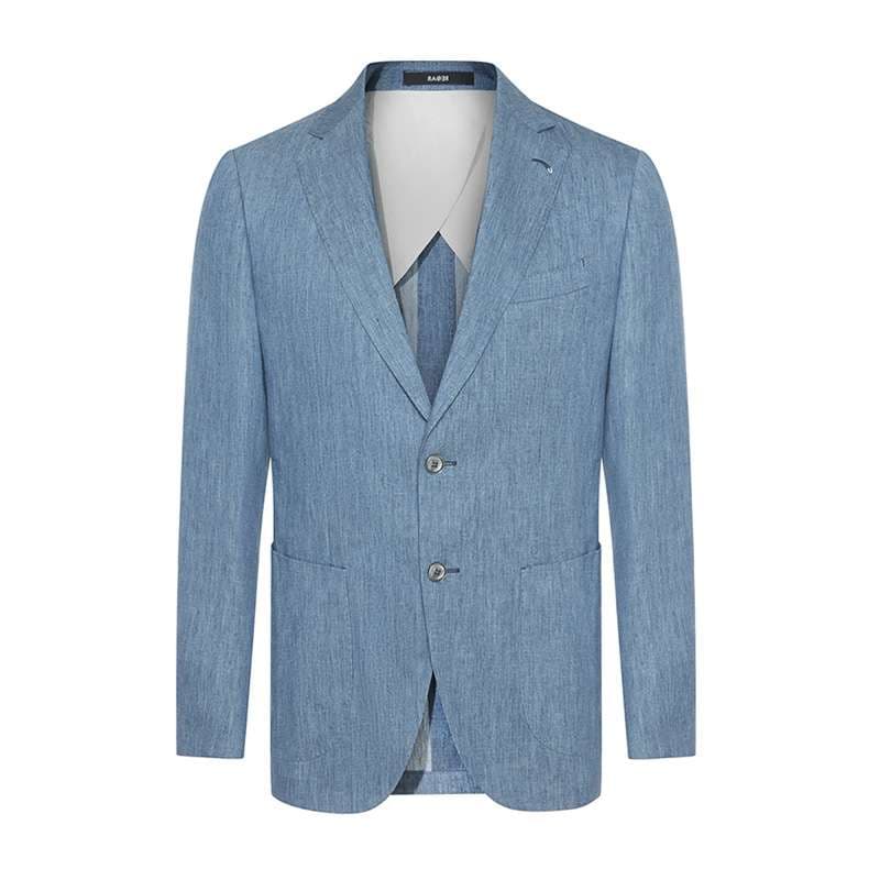 フォーマルスーツ 清涼感のあるブルーリネンスーツ