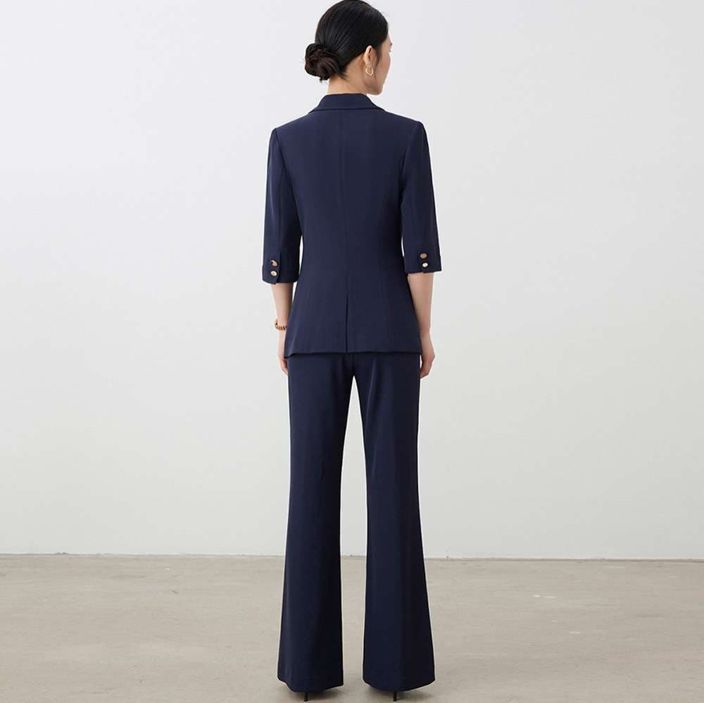 フォーマルスーツ エレガントな七分袖パンツスーツ