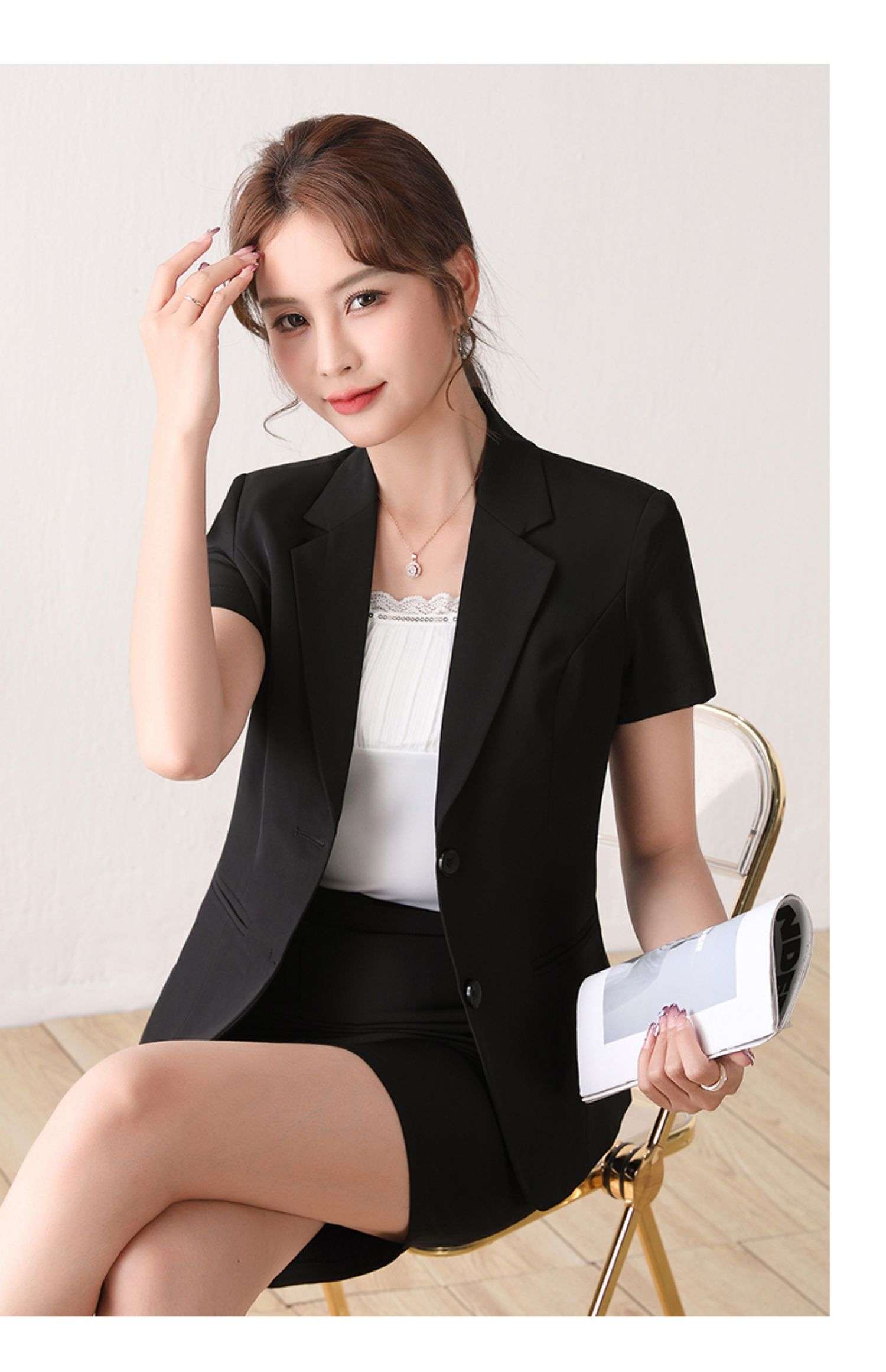 フォーマルスーツ エレガントビジネス半袖スーツセット