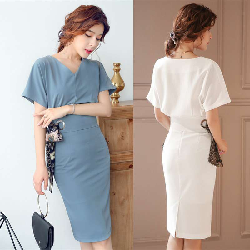 フォーマルスーツ エレガントVネックタイトワンピース