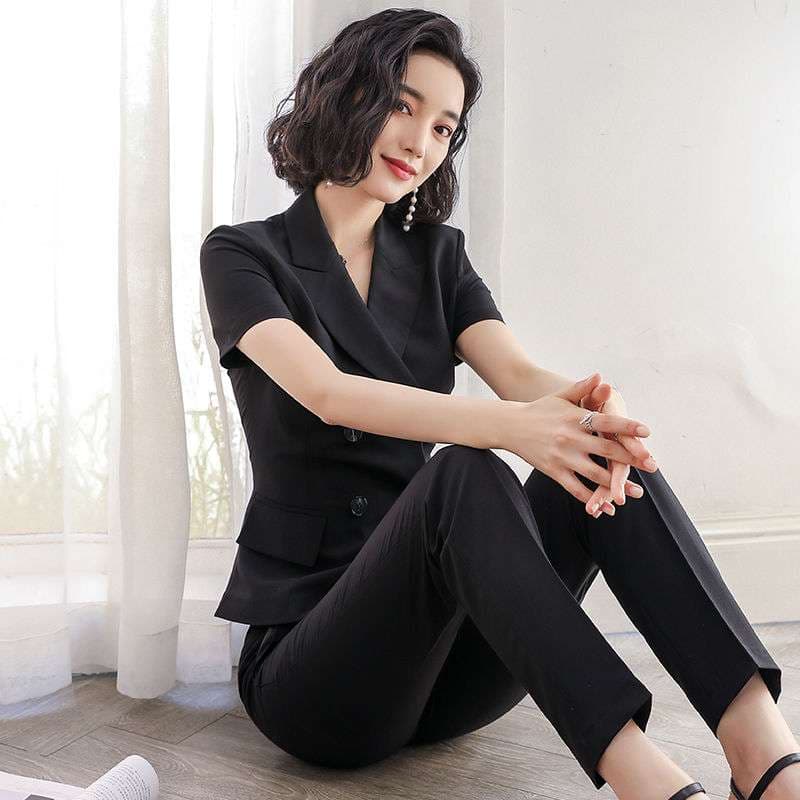 フォーマルスーツ エレガントオフィスレディ ブラックスーツセット