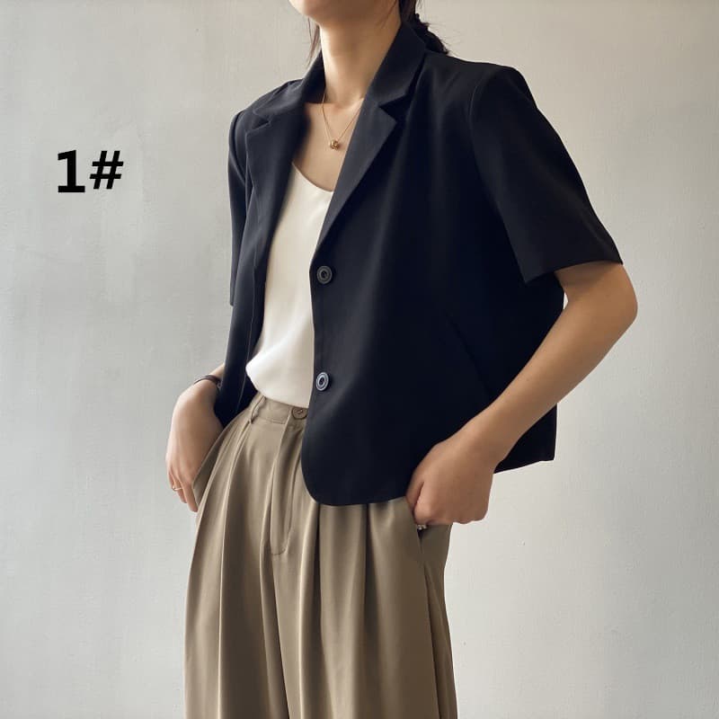 レディース半袖テーラードジャケット通勤用フォーマルスーツ